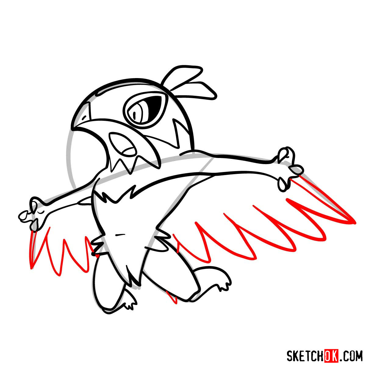 How to draw Hawlucha Pokemon - step 09