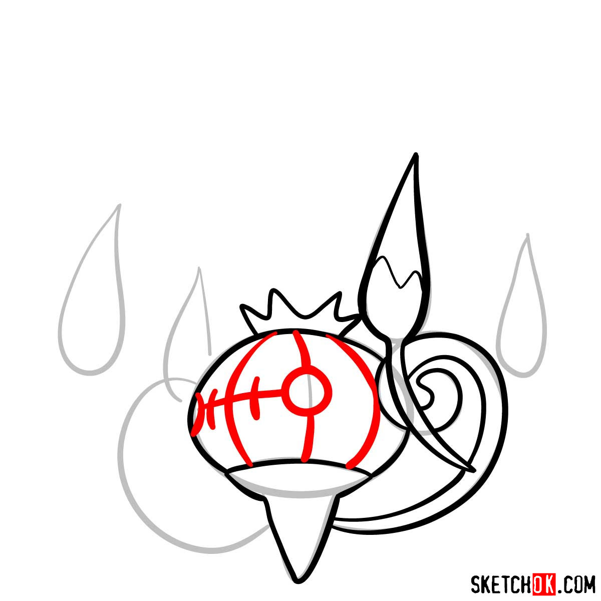 How to draw Chandelure Pokemon - step 06