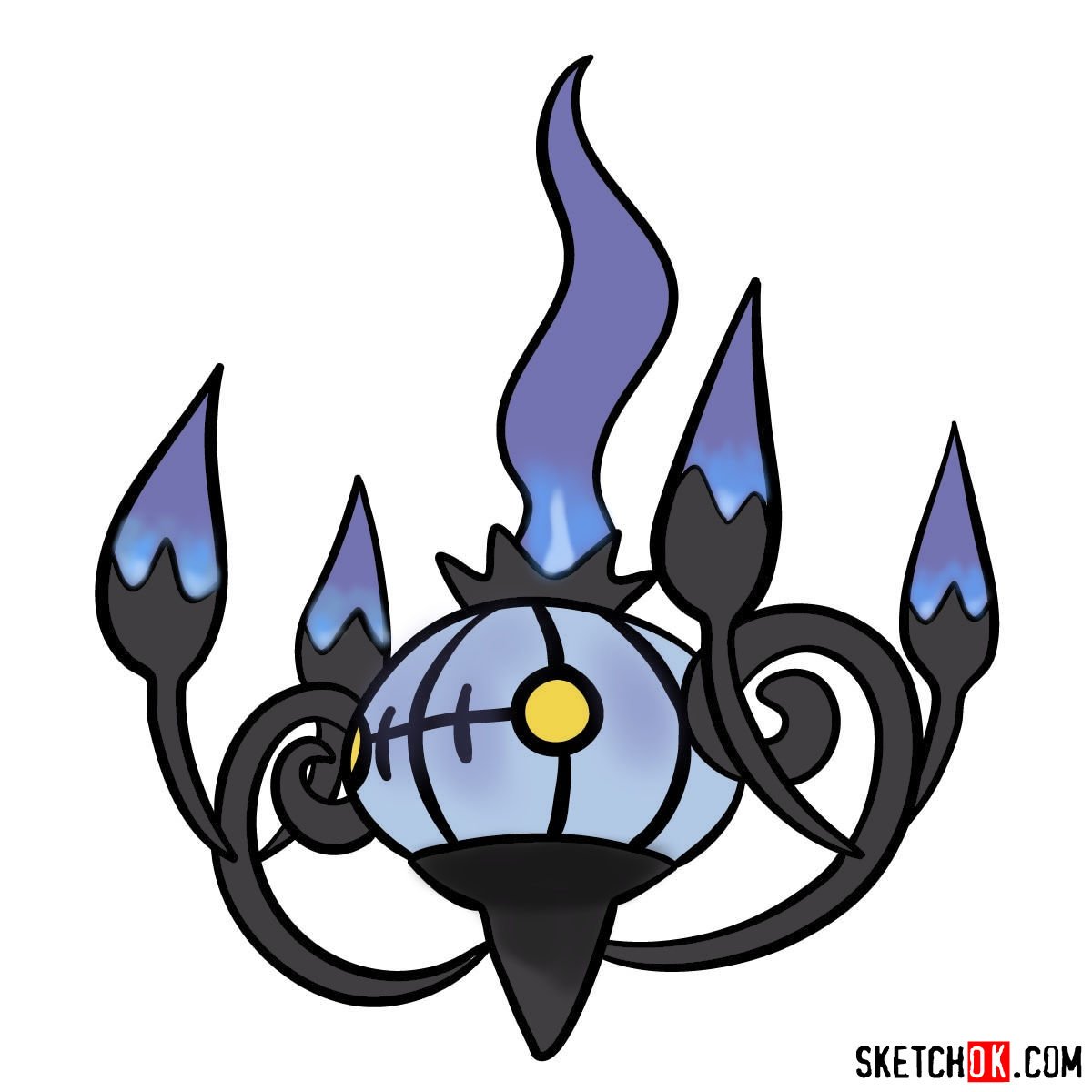 How to draw Chandelure Pokemon