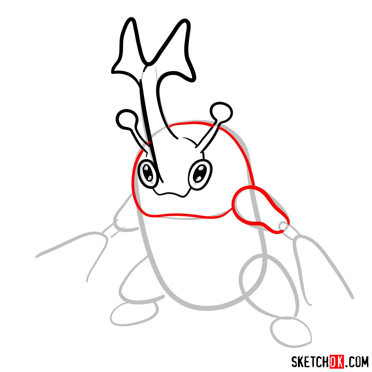How to draw Heracross Pokemon - step 05