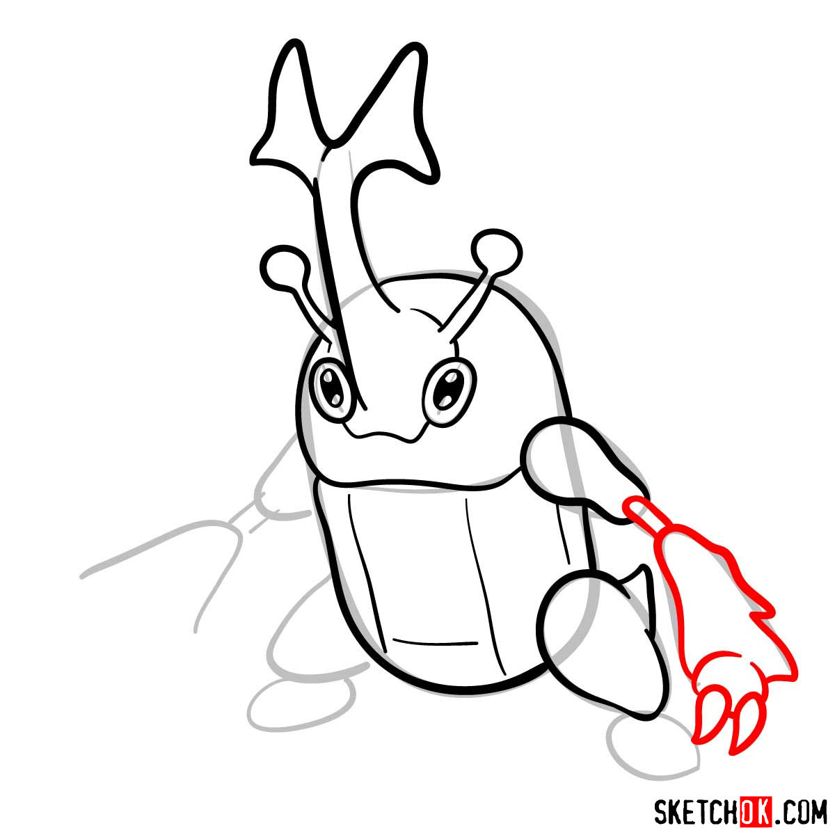 How to draw Heracross Pokemon - step 07