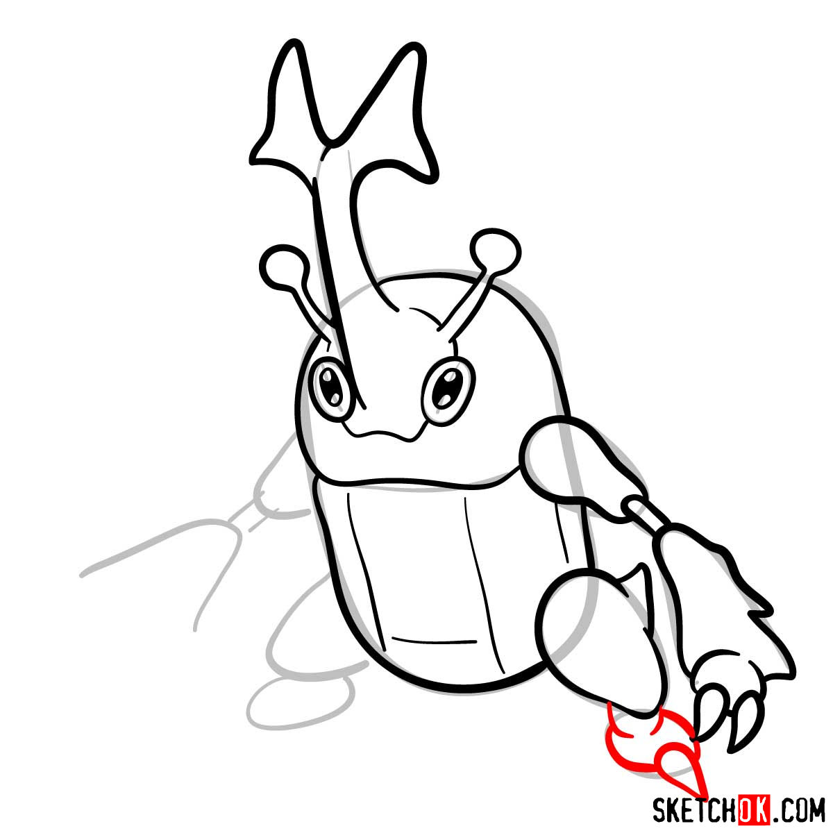 How to draw Heracross Pokemon - step 08