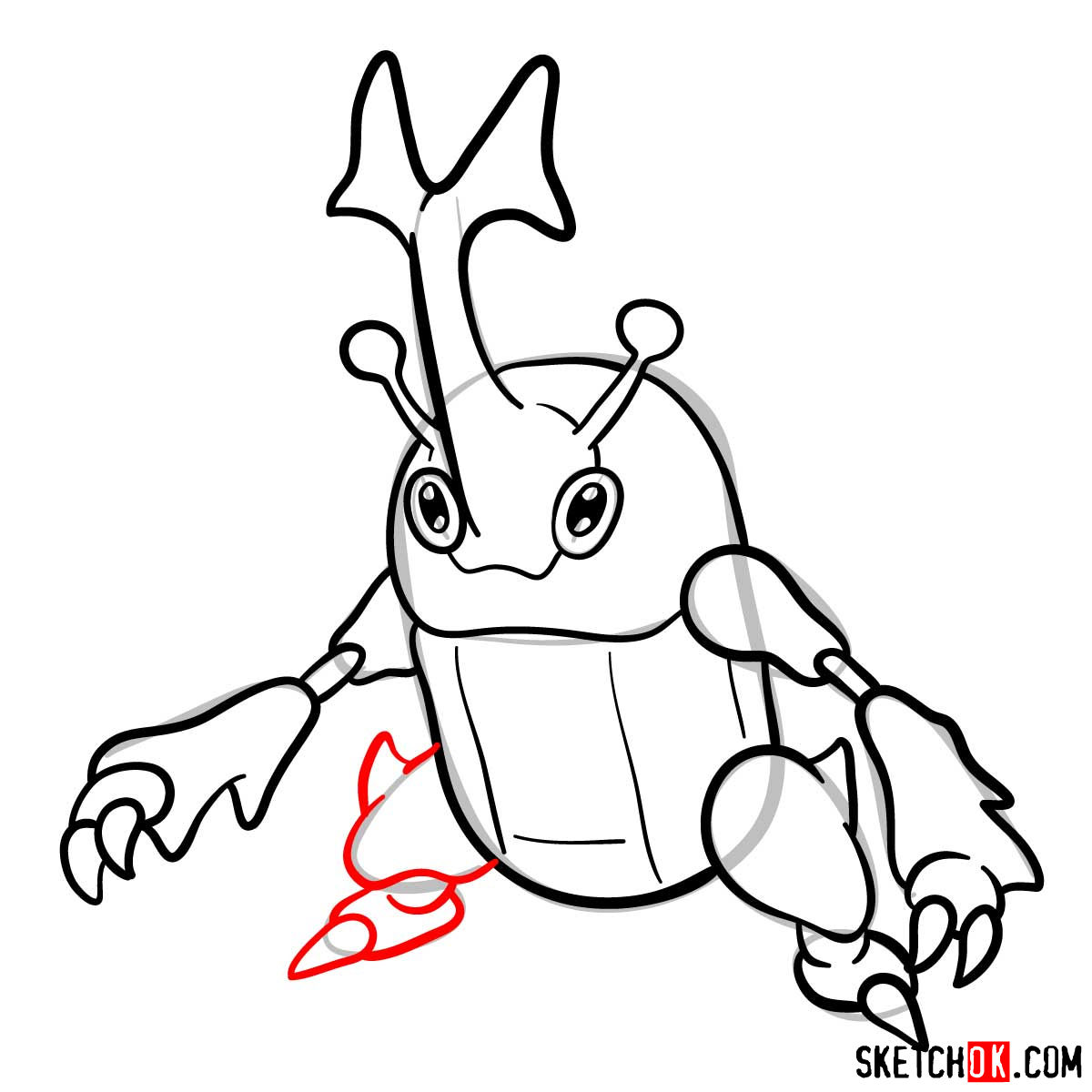 How to draw Heracross Pokemon - step 10