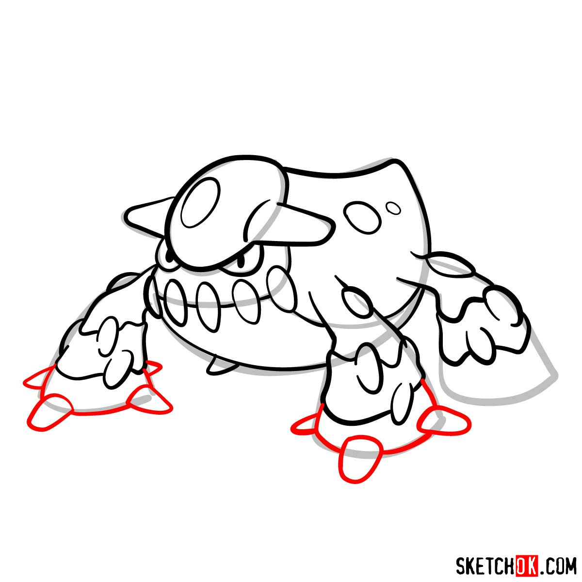 How to draw Heatran Pokemon - step 10