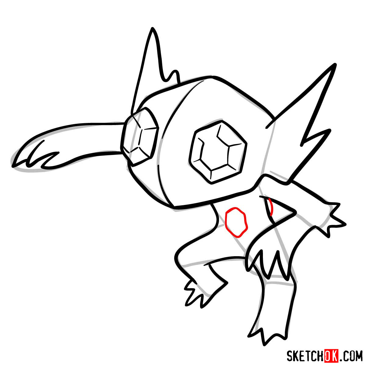 How to draw Sableye Pokemon - step 10