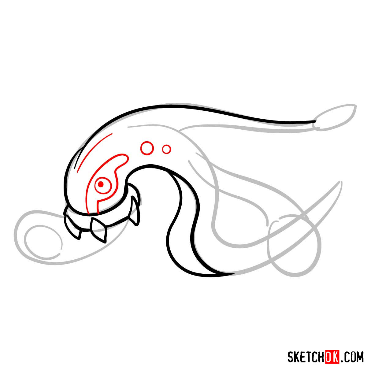 How to draw Eelektross Pokemon - step 06
