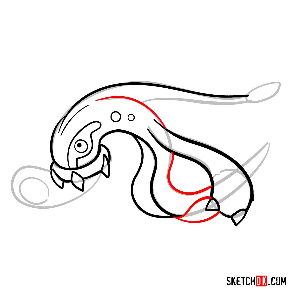 How to draw Eelektross Pokemon - step 08