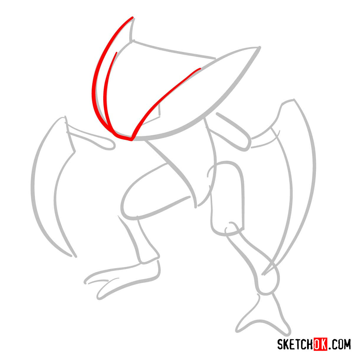 How to draw Kabutops Pokemon - step 03