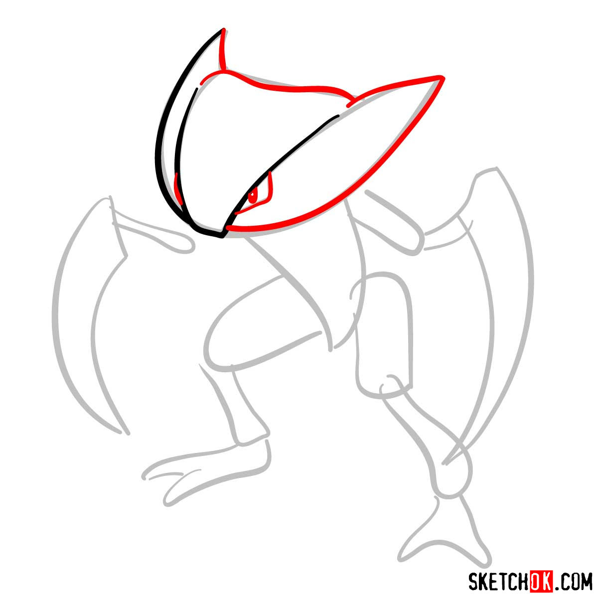 How to draw Kabutops Pokemon - step 04