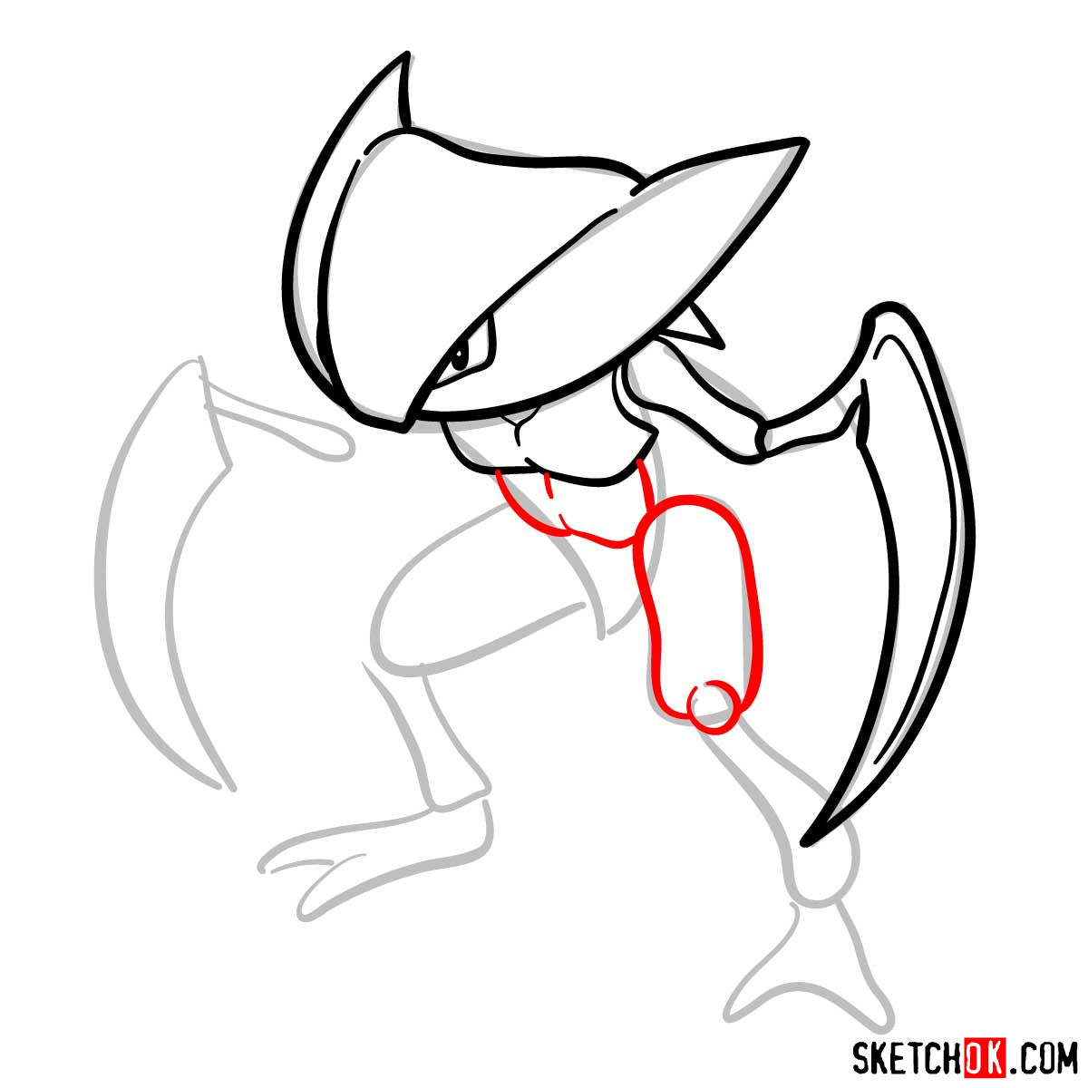 How to draw Kabutops Pokemon - step 07