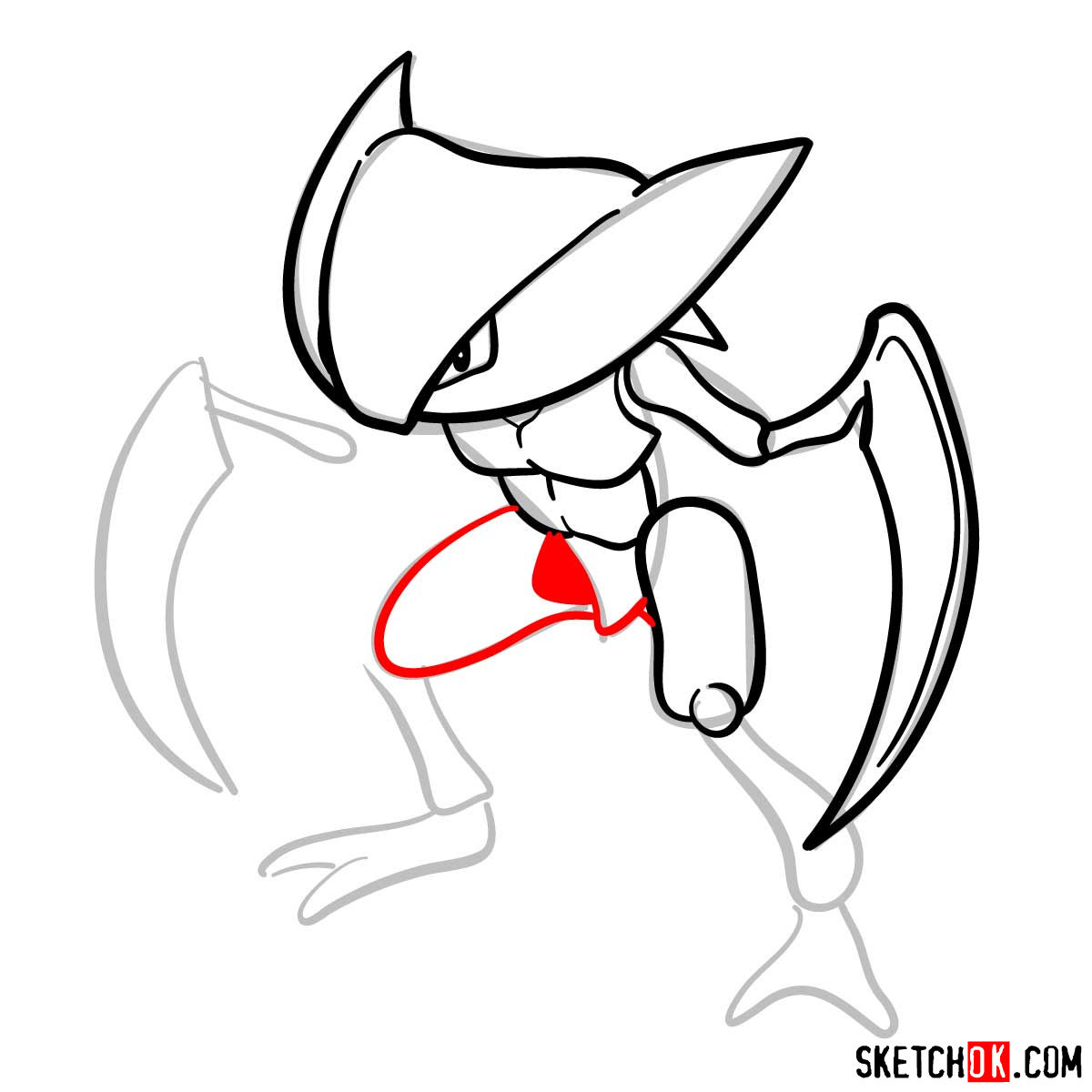 How to draw Kabutops Pokemon - step 08