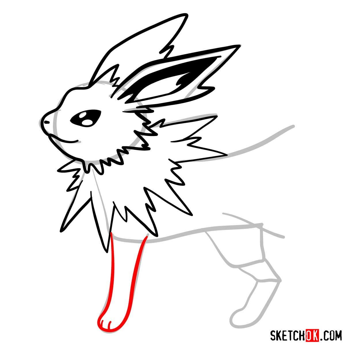How to draw Jolteon Pokemon - step 08