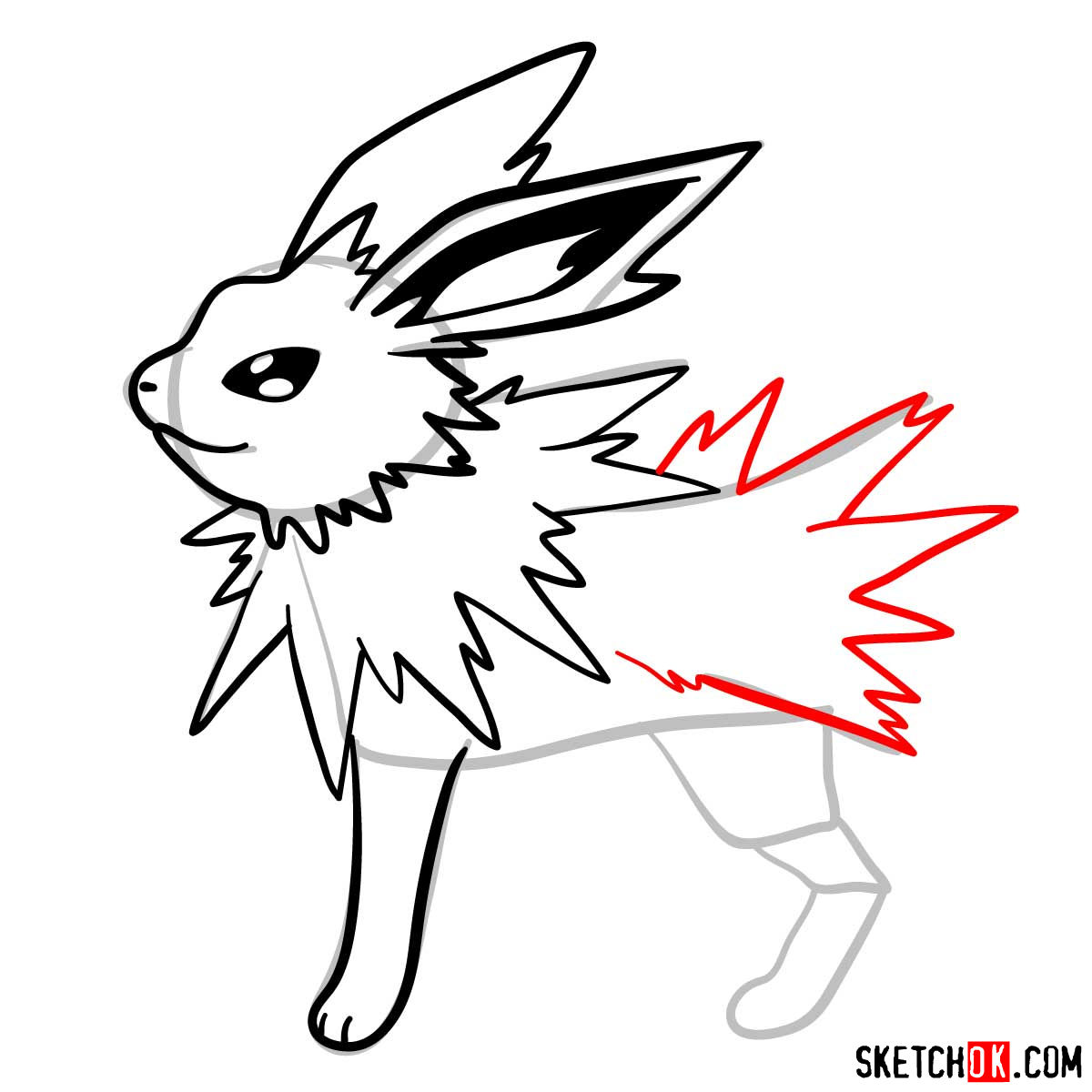 How to draw Jolteon Pokemon Sketchok easy drawing guides