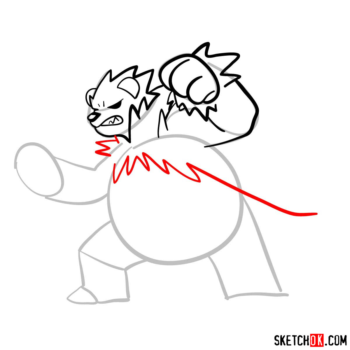 How to draw Pangoro Pokemon - step 08