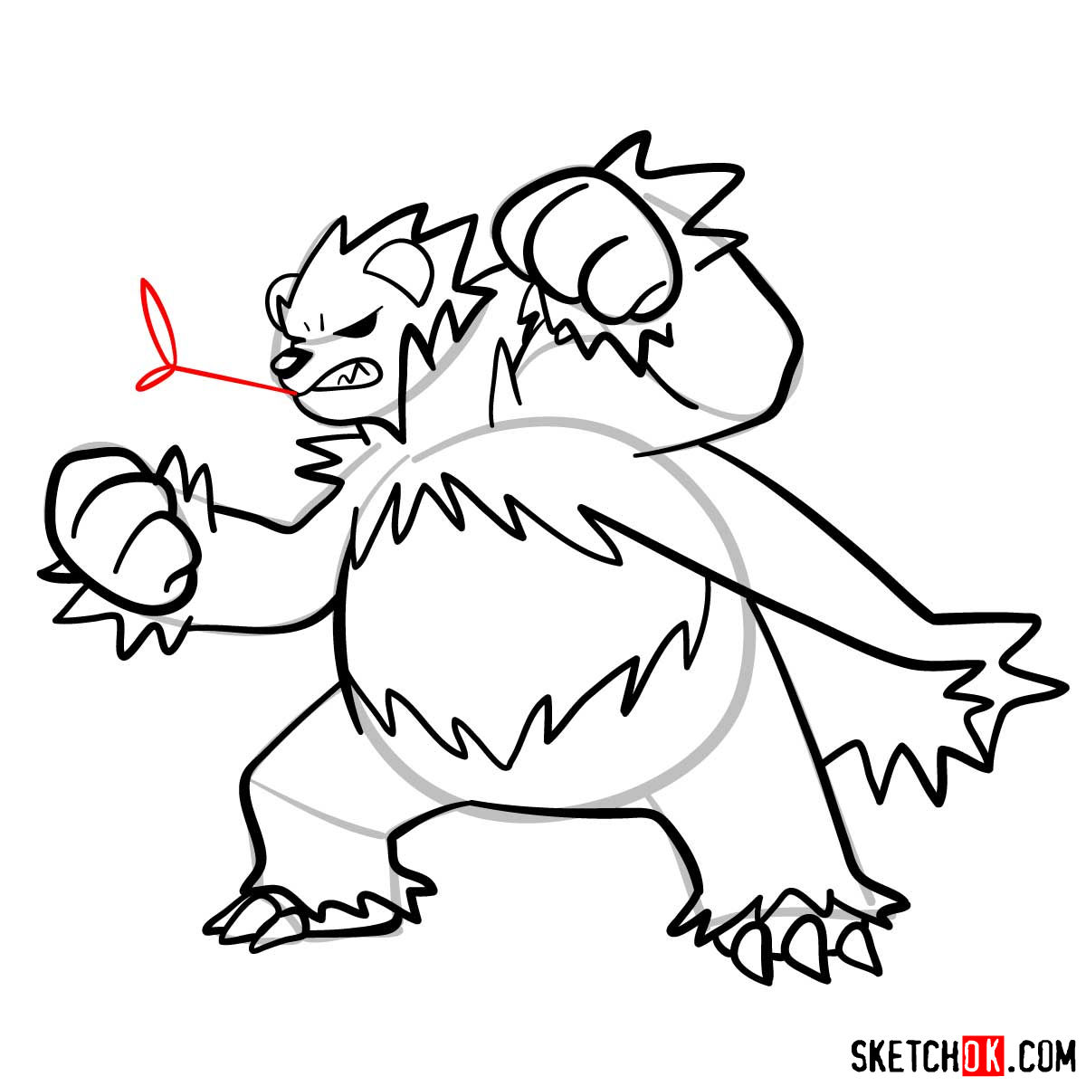 How to draw Pangoro Pokemon - step 14