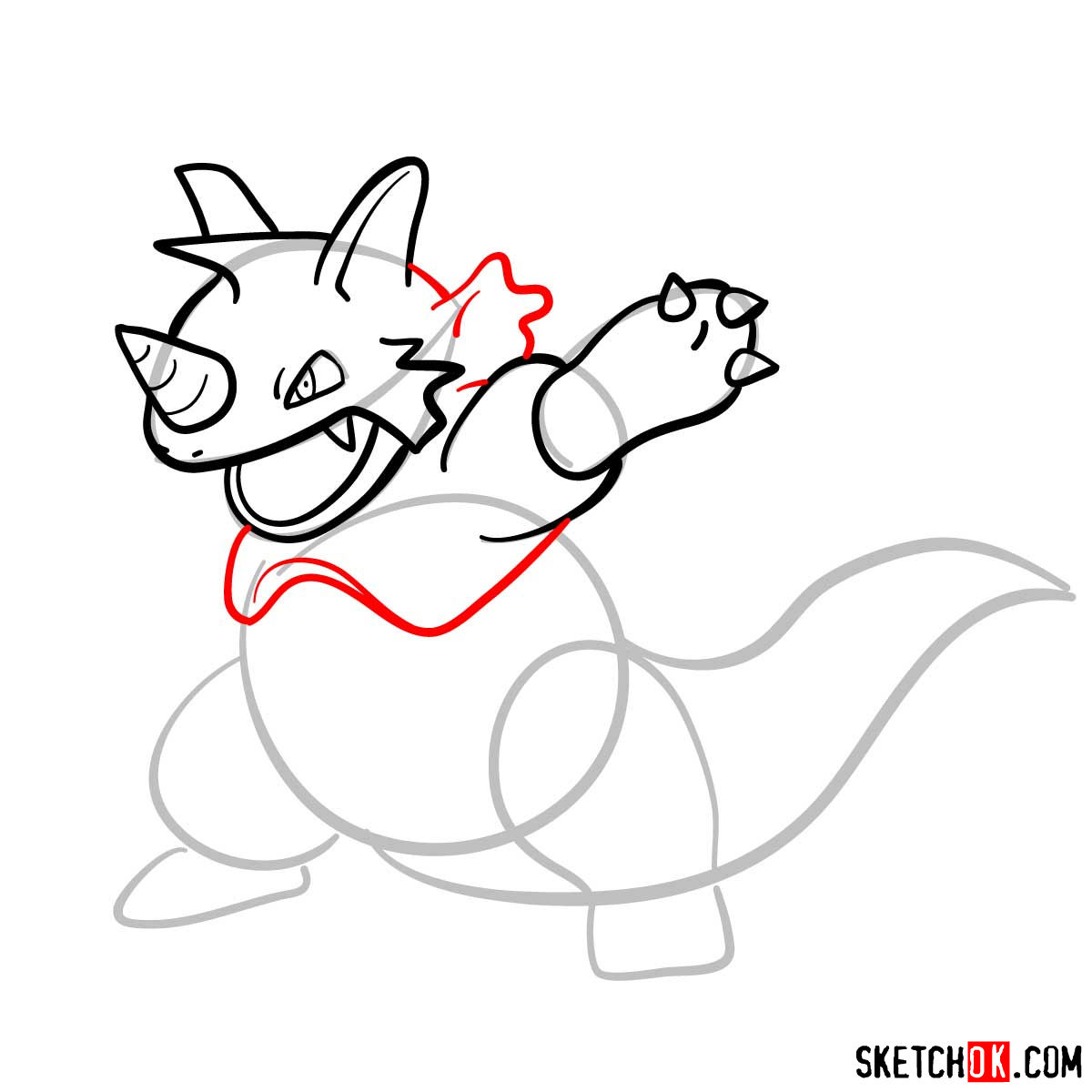 How to draw Rhydon Pokemon - step 07