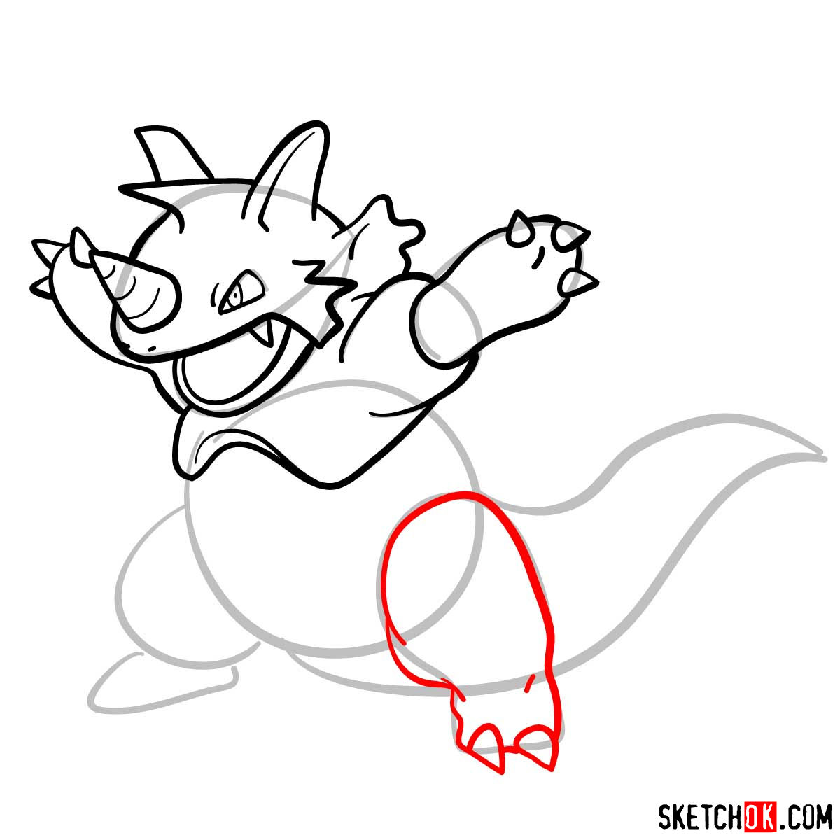 How to draw Rhydon Pokemon - step 09