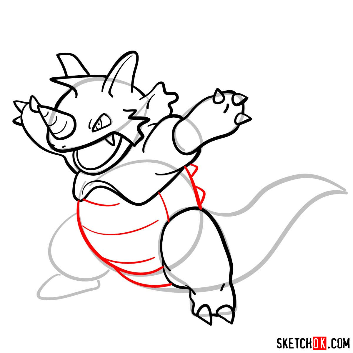 How to draw Rhydon Pokemon - step 10