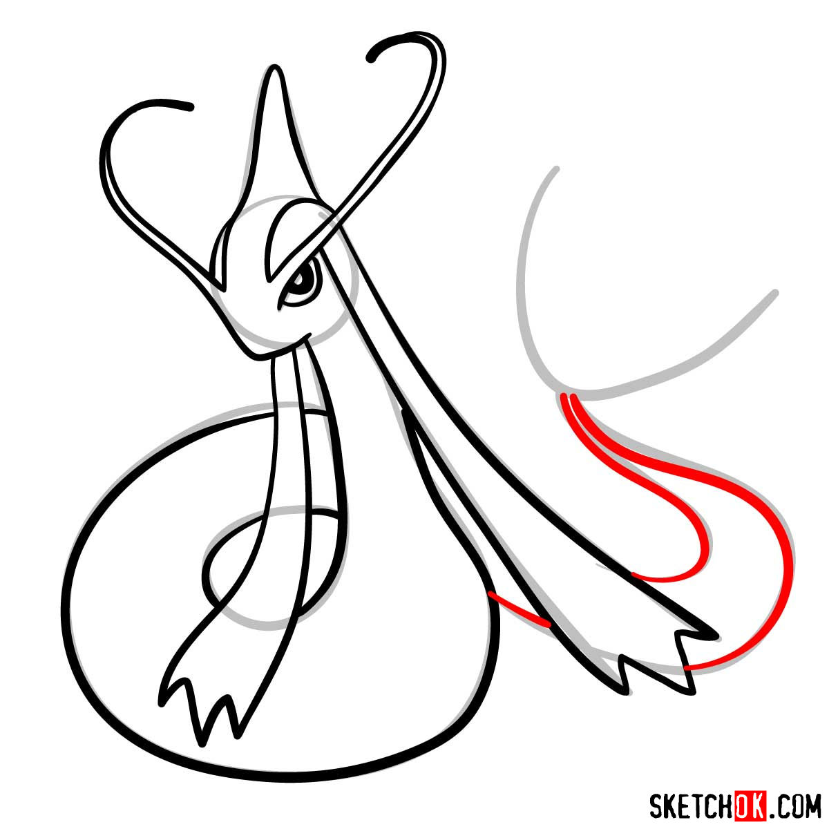 How to draw Milotic Pokemon - step 07
