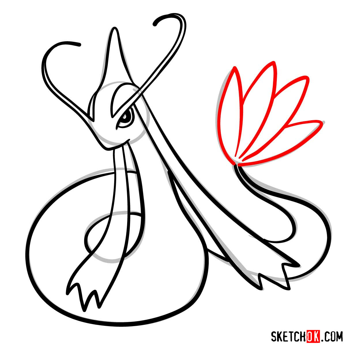 How to draw Milotic Pokemon - step 08