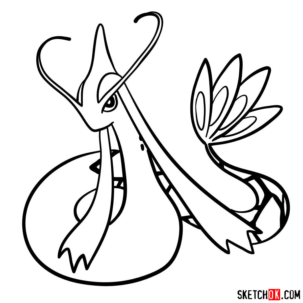 How to draw Milotic Pokemon - step 10