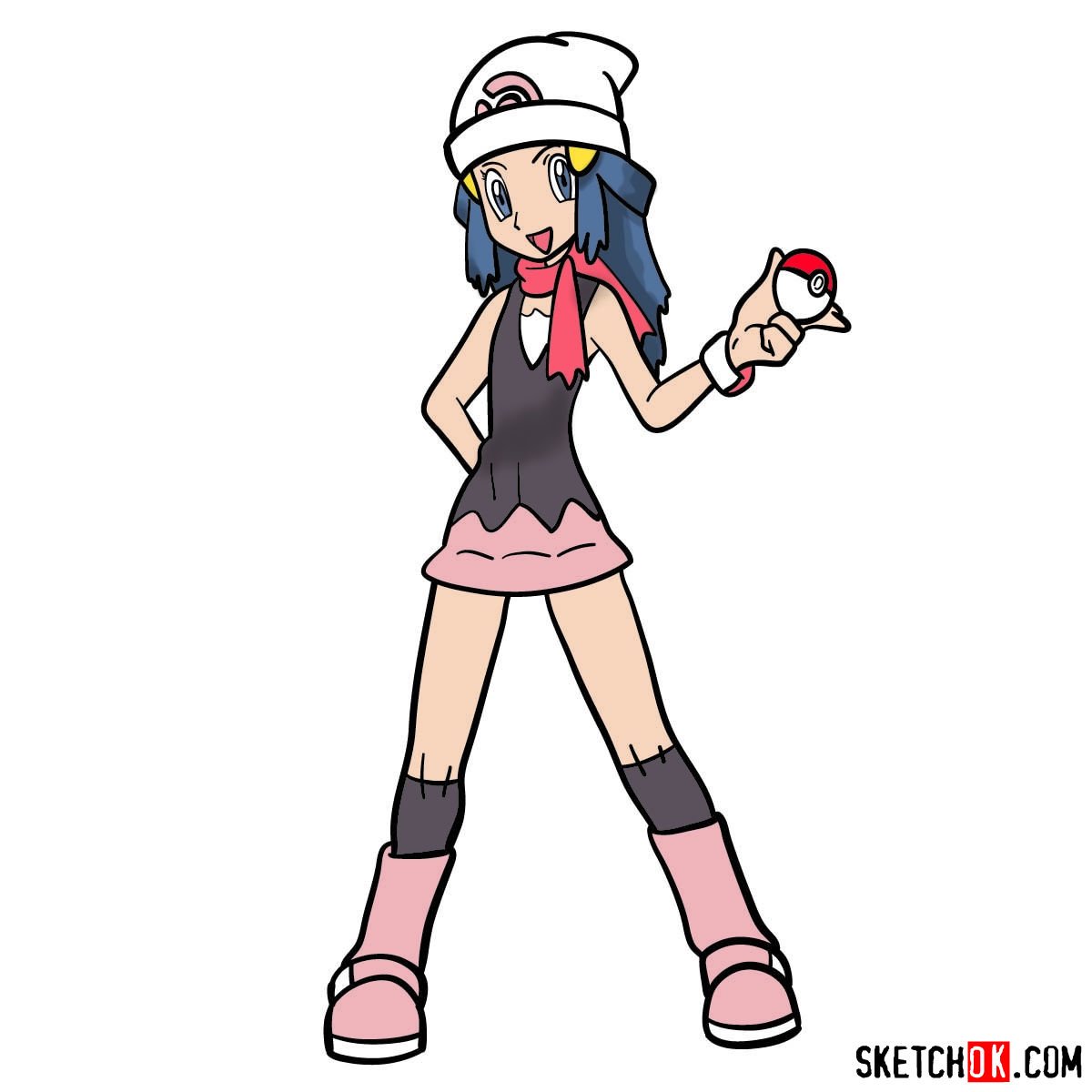 How to draw Dawn from Pokemon anime