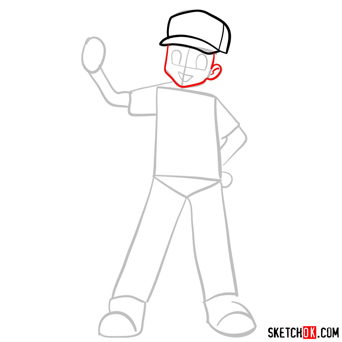 How to draw Ash from Pokemon anime - step 04