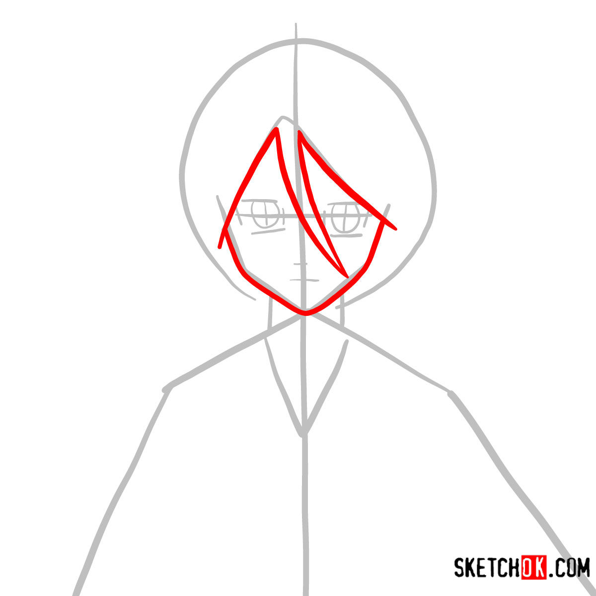 How to draw Rukia Kuchiki face | Bleach - step 03