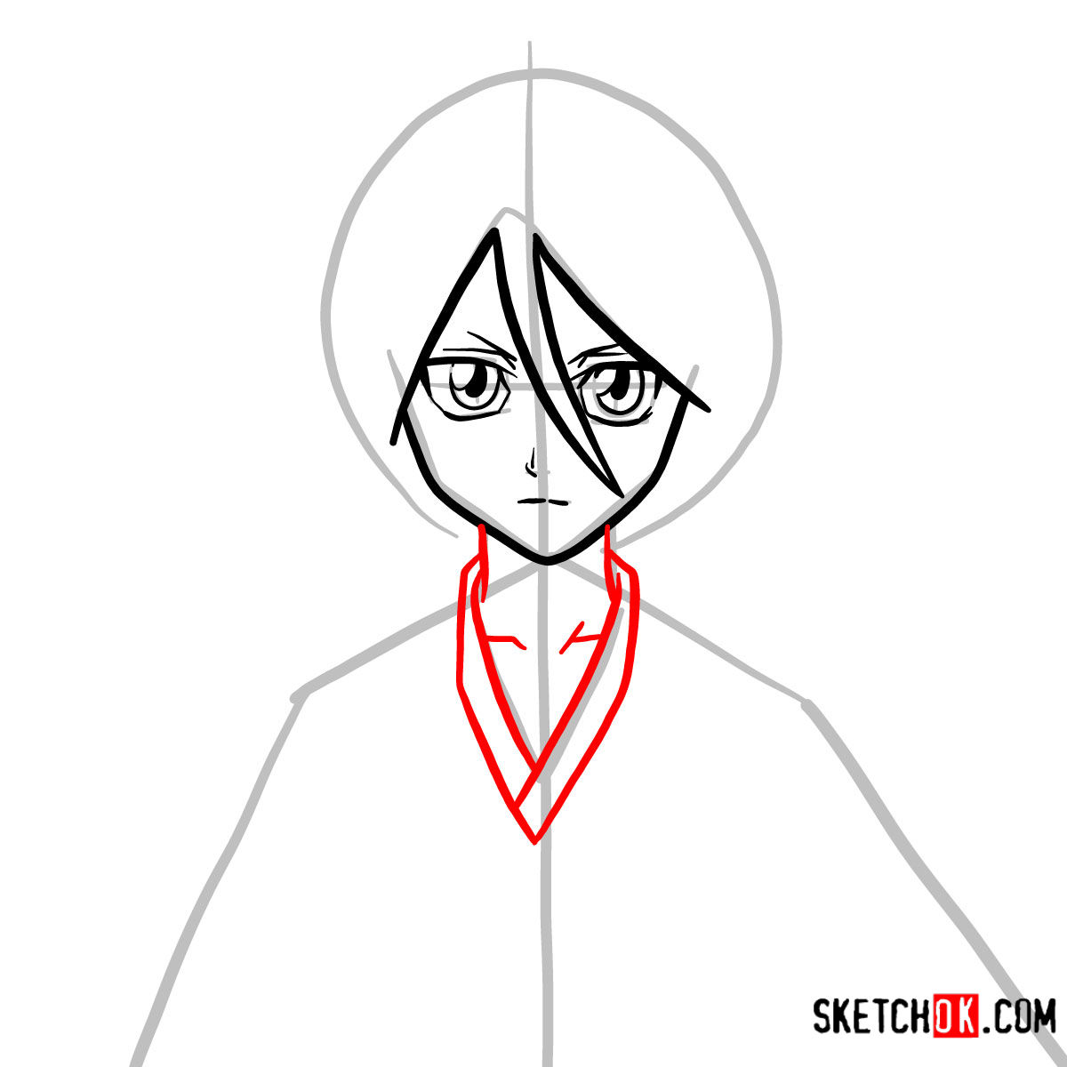 How to draw Rukia Kuchiki face | Bleach - step 05
