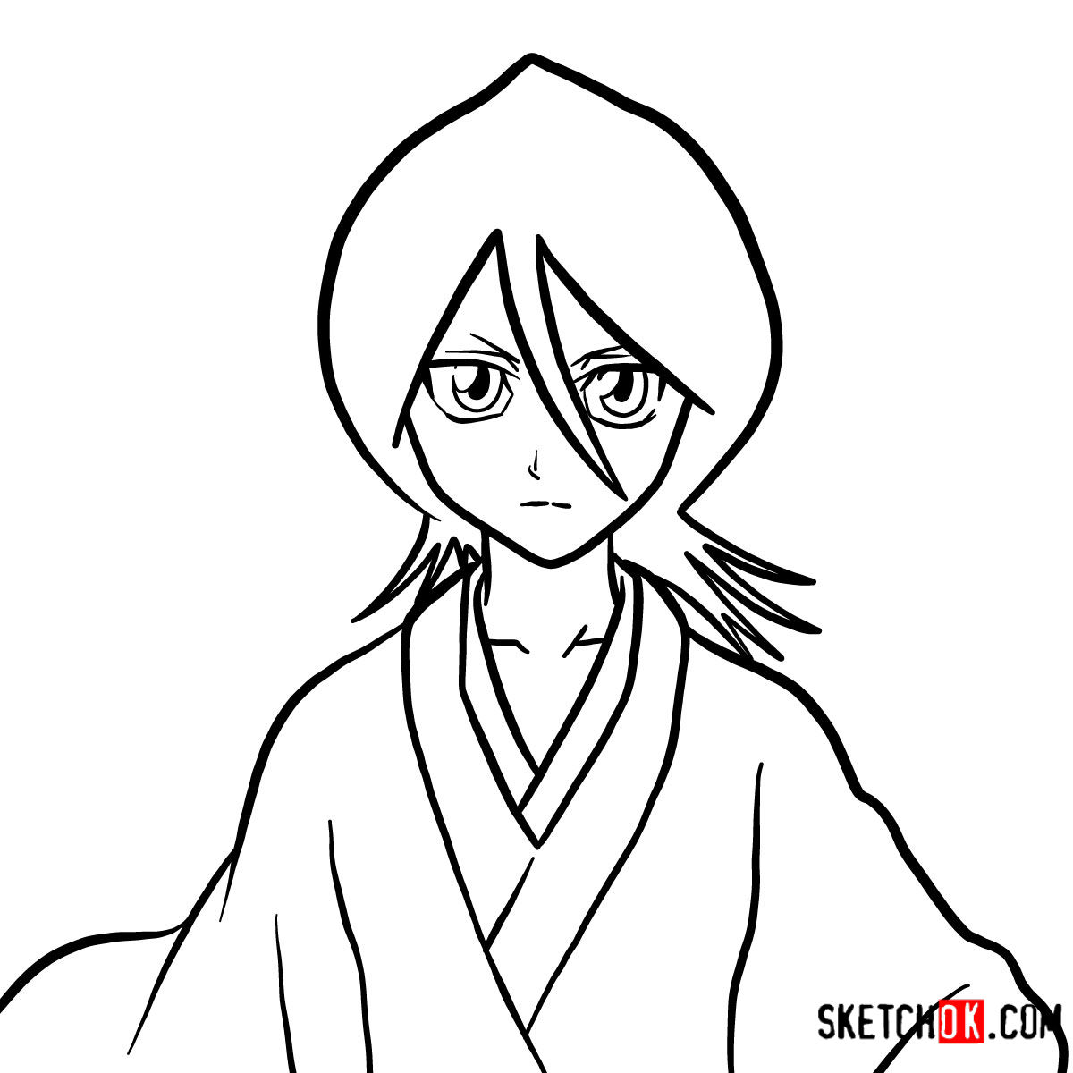 How to draw Rukia Kuchiki face | Bleach