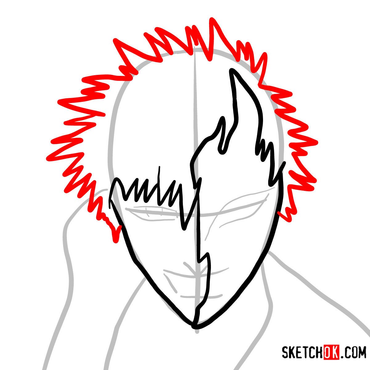 How to draw Ichigo Kurosaki in a mask | Bleach - step 04