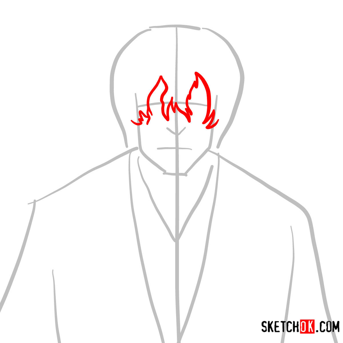 How to draw Yasutora 'Chad' Sado face | Bleach - step 03