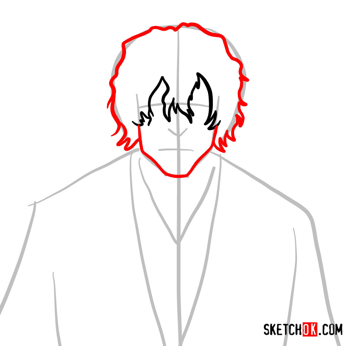 How to draw Yasutora 'Chad' Sado's face | Bleach - step 04