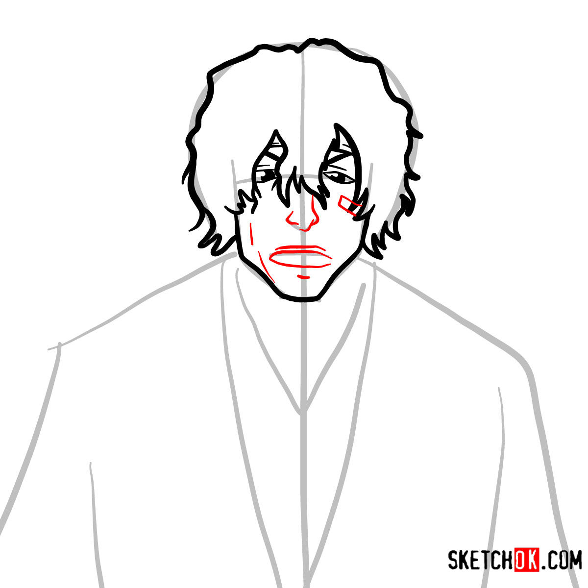 How to draw Yasutora 'Chad' Sado face | Bleach - step 06