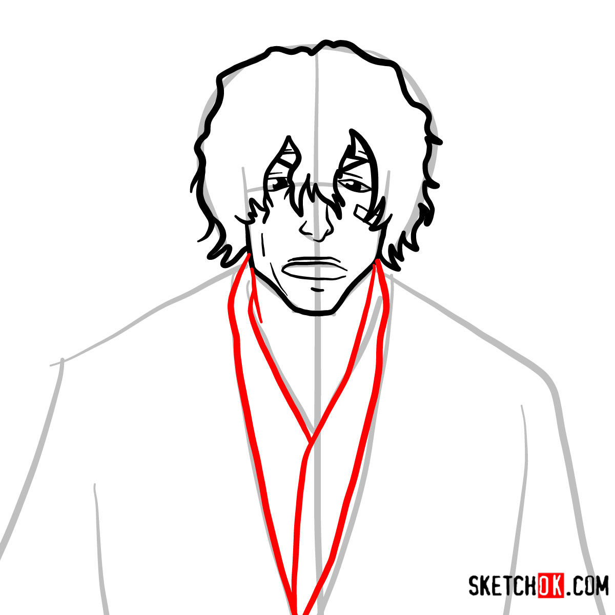 How to draw Yasutora 'Chad' Sado's face | Bleach - step 07