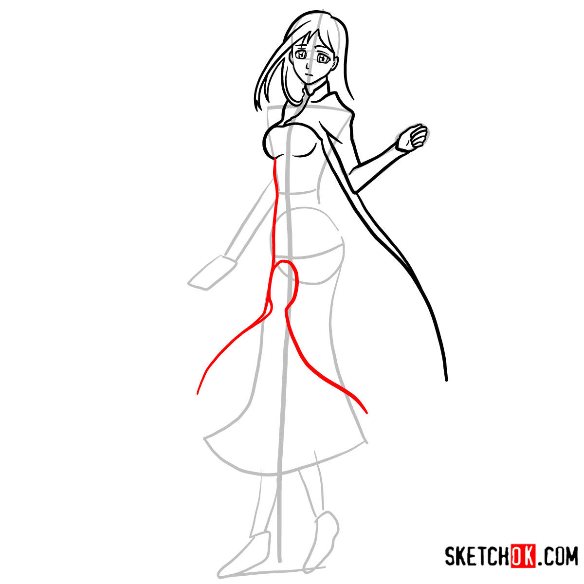 How to draw Orihime Inoue full growth | Bleach - step 09