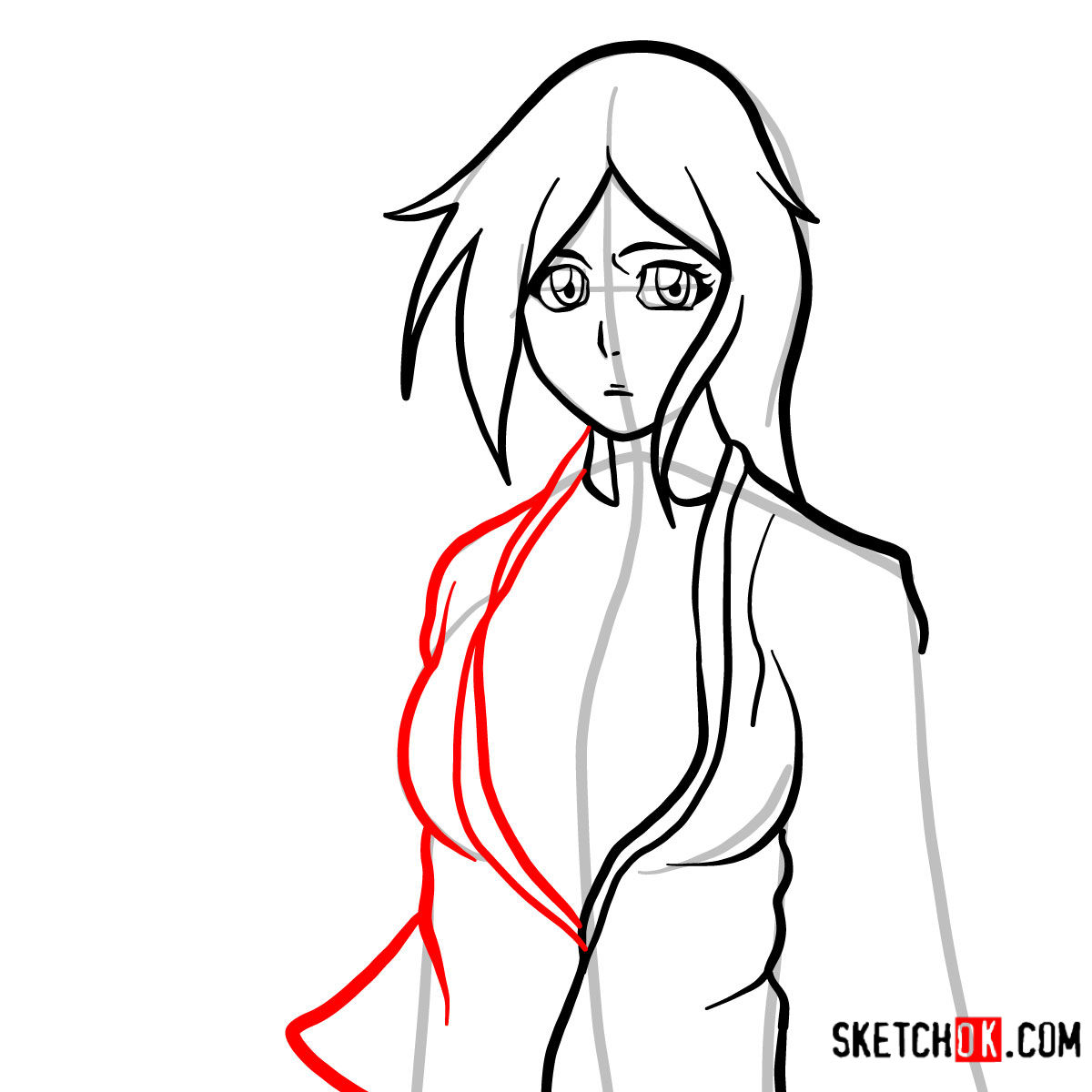 How to draw Orihime Inoue face | Bleach - step 08