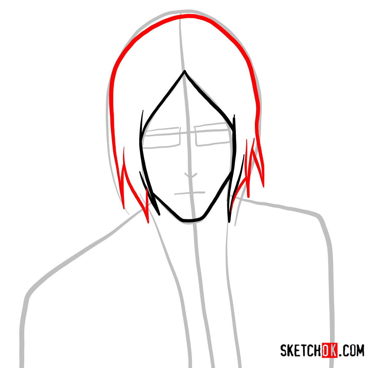 How to draw Uryū Ishida's face | Bleach - step 03