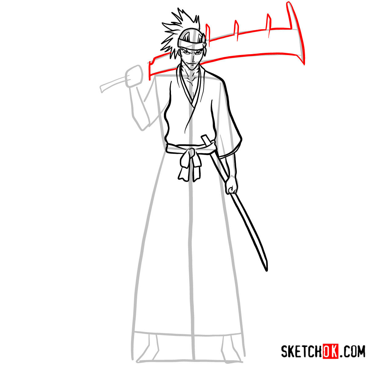 How to draw Renji Abarai full body | Bleach - step 10