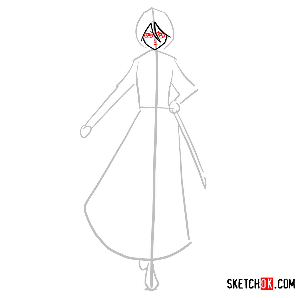 How to draw Rukia Kuchiki full growth | Bleach - step 04