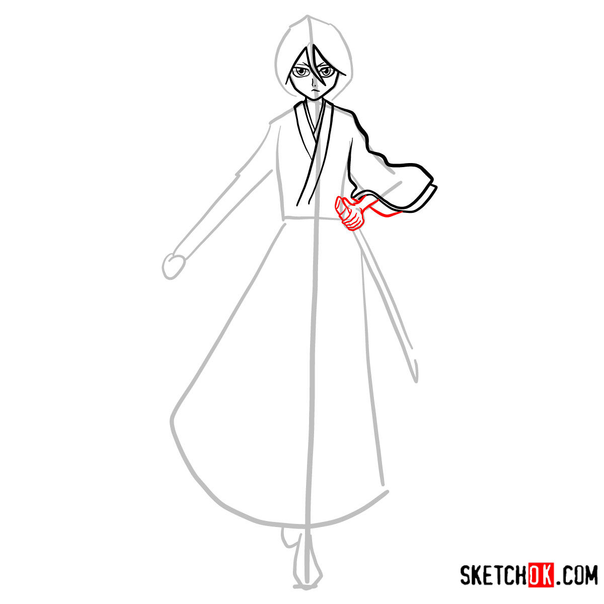 How to draw Rukia Kuchiki full growth | Bleach - step 07