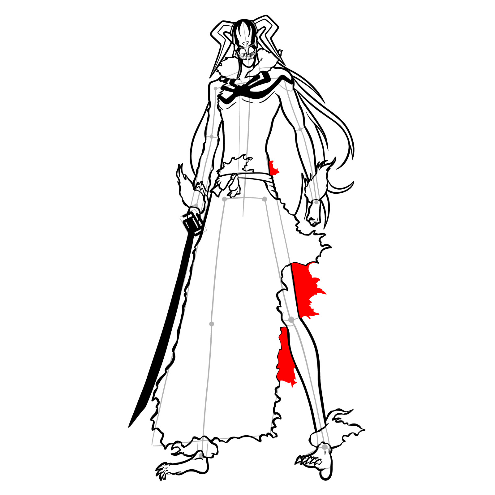 How to Draw Ichigo’s Vasto Lorde Form - step 40