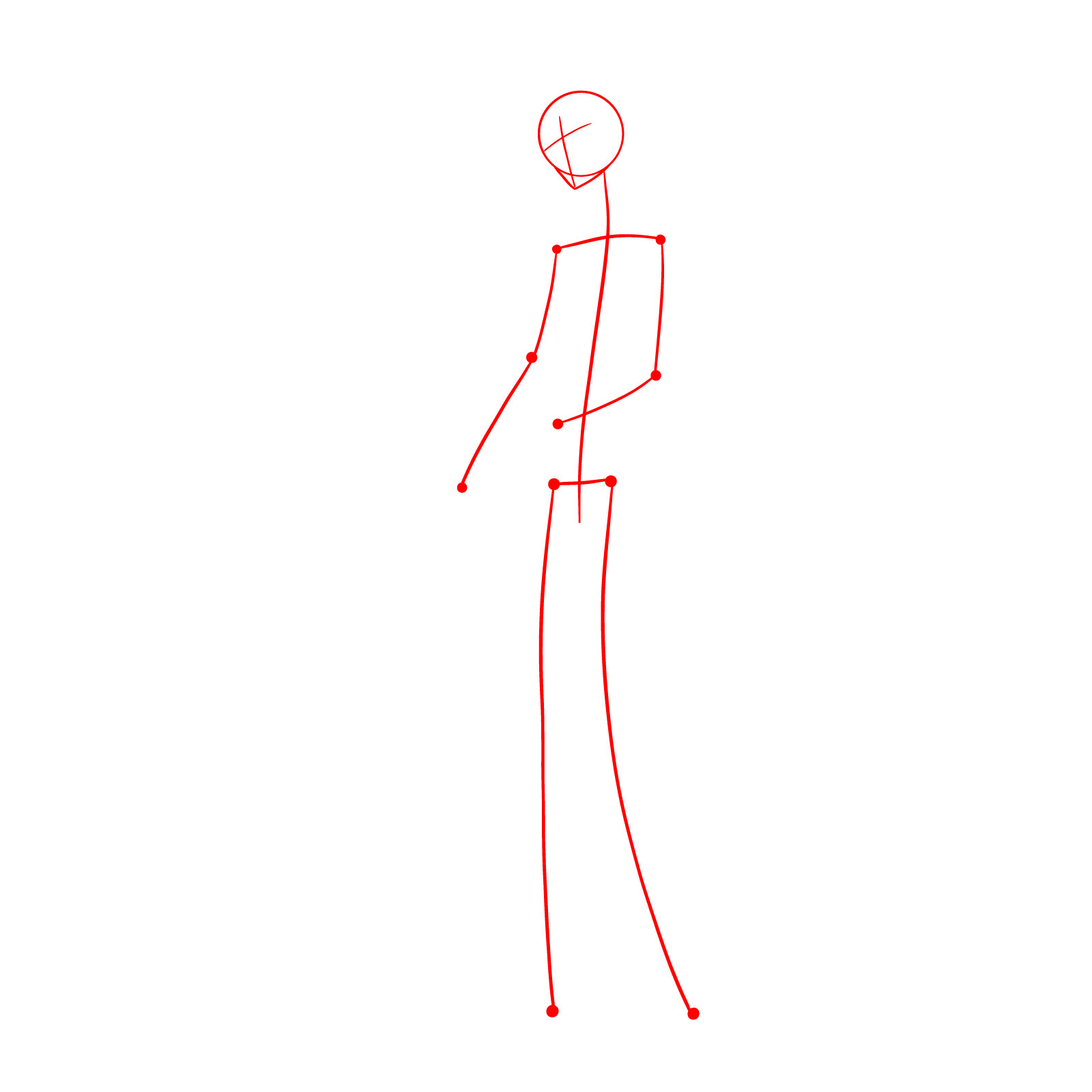 Sketch of a simple stick figure representing Rukia's foundational posture. - step 01