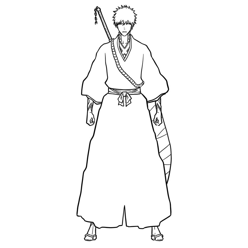 How to Draw Ichigo Kurosaki with Sheathed Zanpakuto from Bleach TYBW