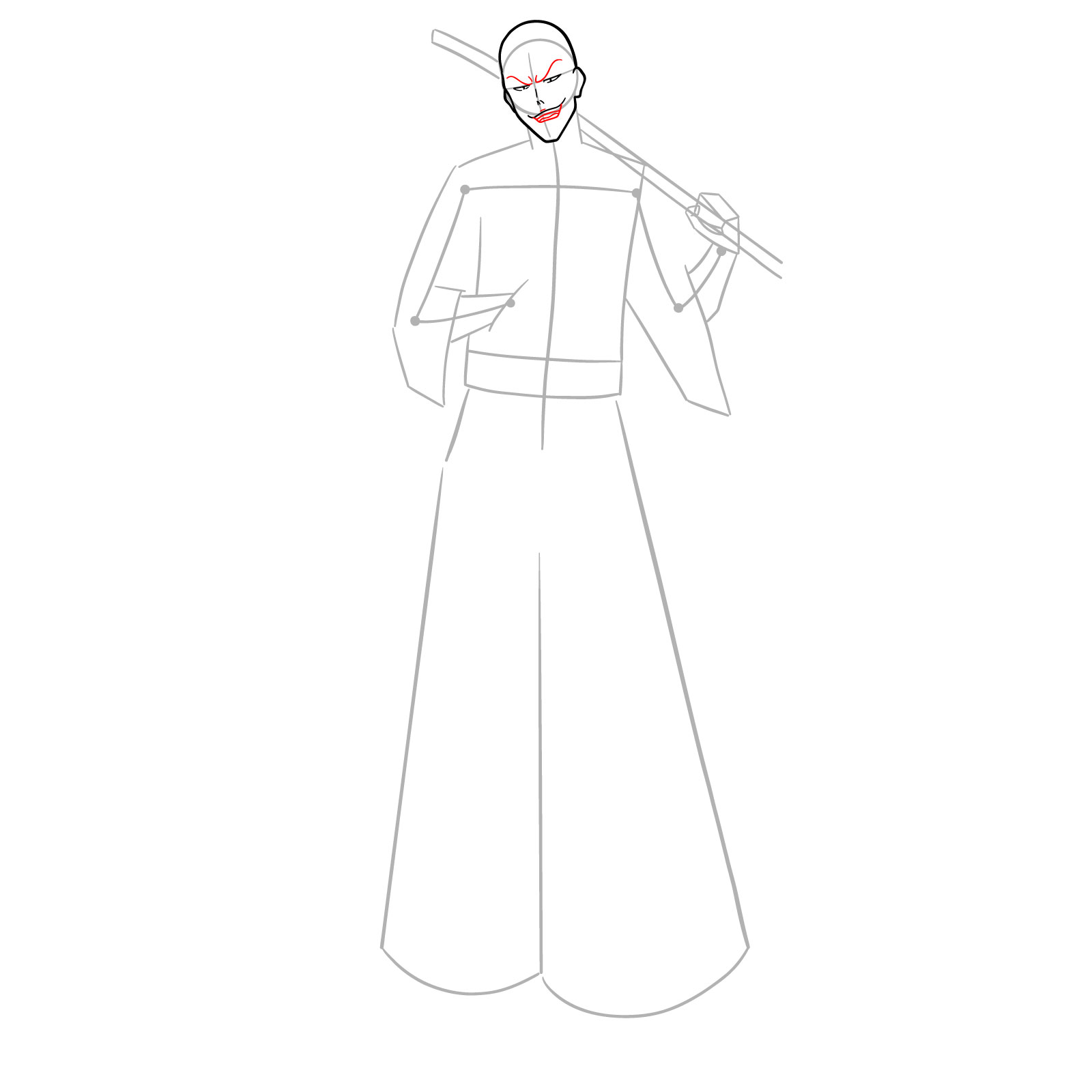 How to Draw Ikkaku Madarame from Bleach - step 06