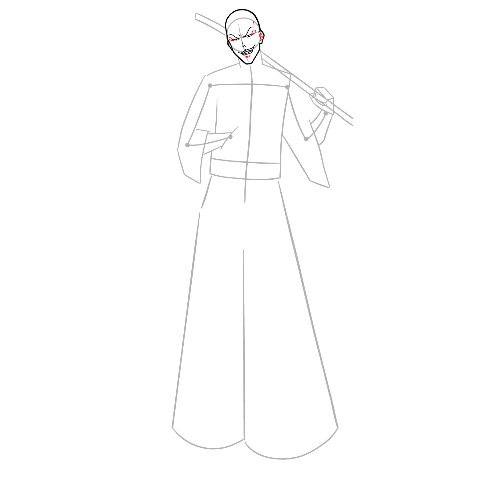 How to Draw Ikkaku Madarame from Bleach - step 07