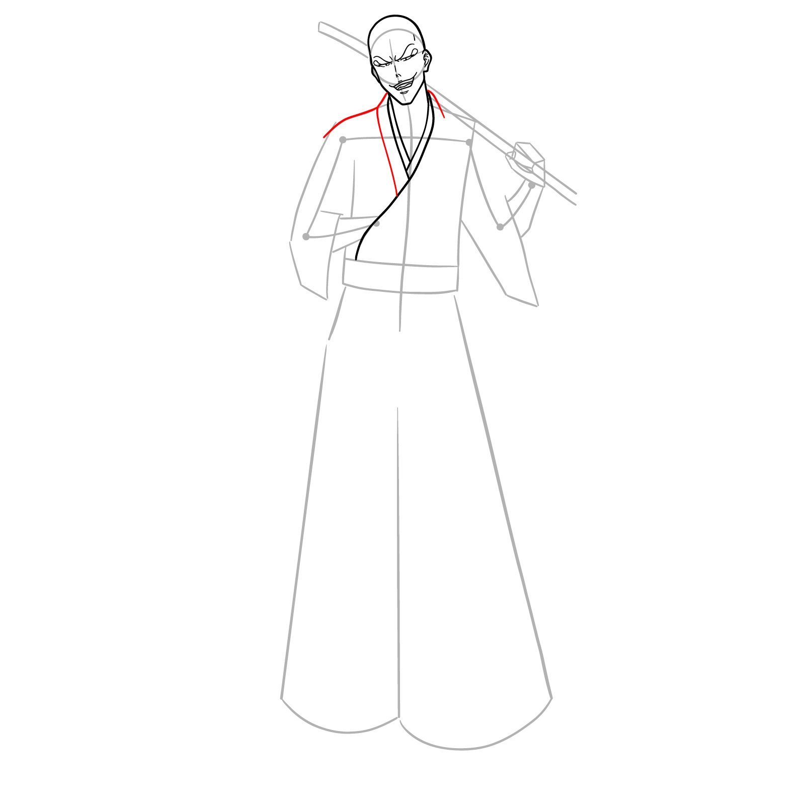 How to Draw Ikkaku Madarame from Bleach - step 09