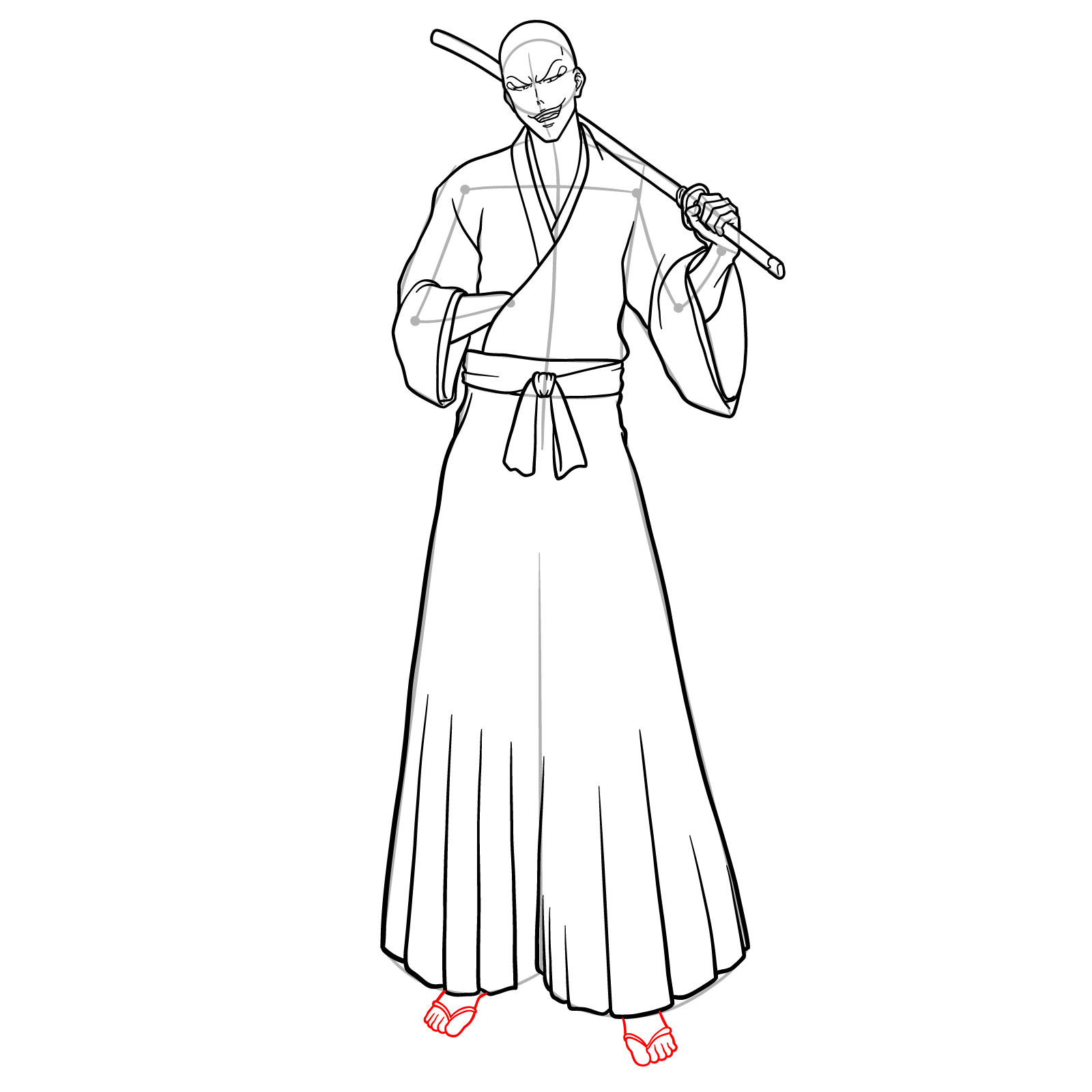 How to Draw Ikkaku Madarame from Bleach - step 20