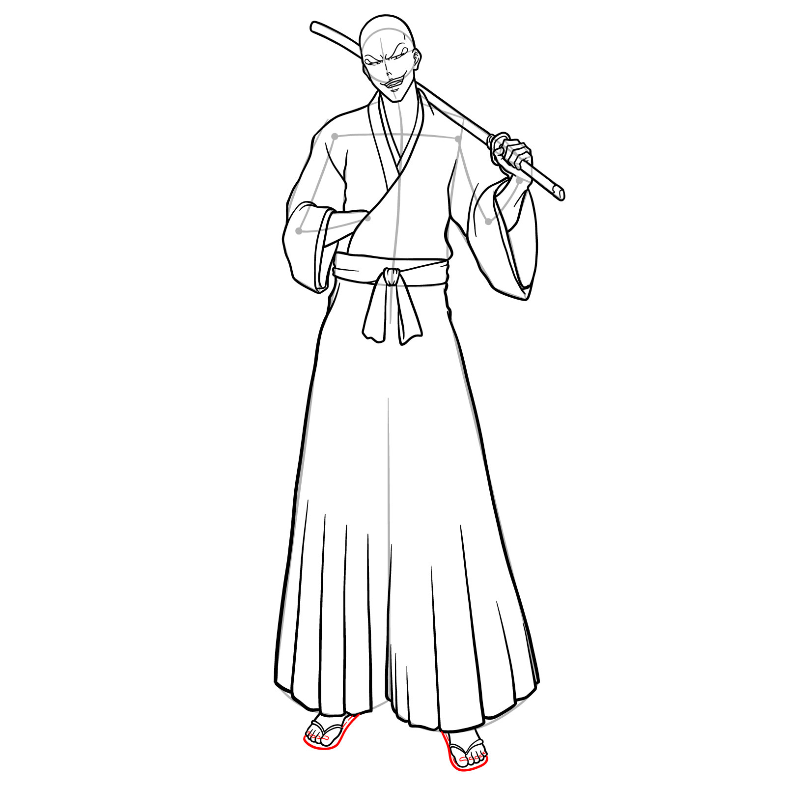How to Draw Ikkaku Madarame from Bleach - step 21