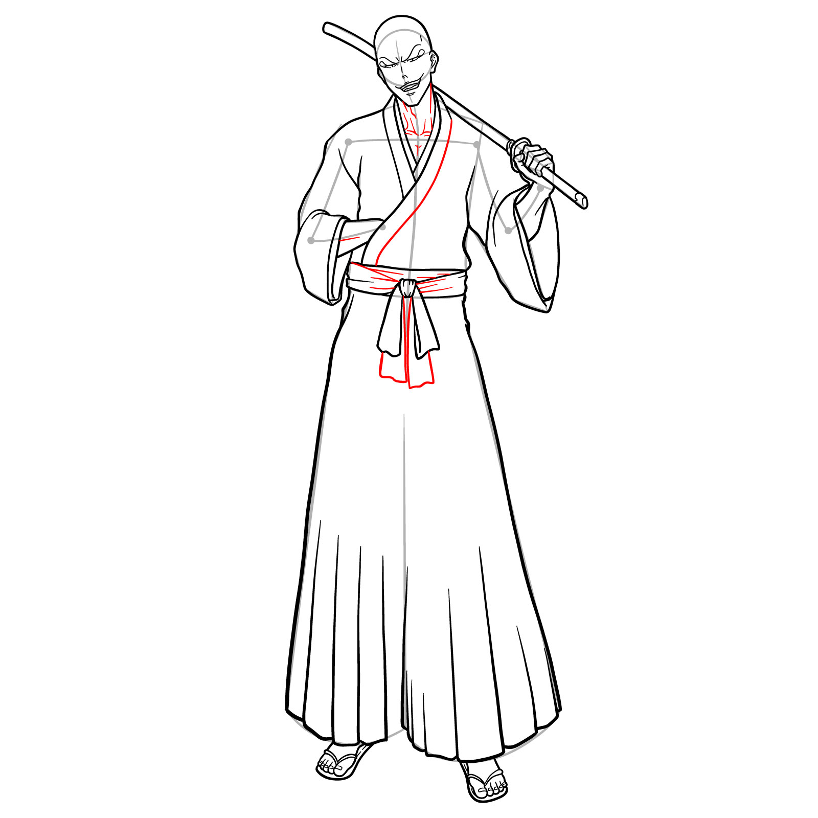 How to Draw Ikkaku Madarame from Bleach - step 22